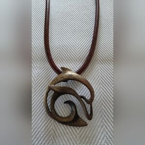 Bronze Dolphin Pendant Necklace